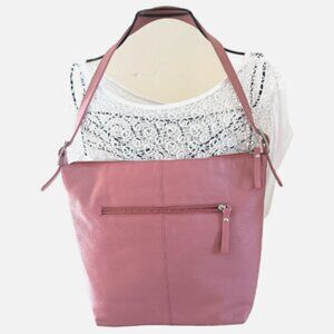 NWOT Wilsons Leather Shoulder Bag Silver Hardware Front Pocket Pink Minimalistic